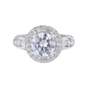 18K White Gold Round Cut Diamond Engagement Ring