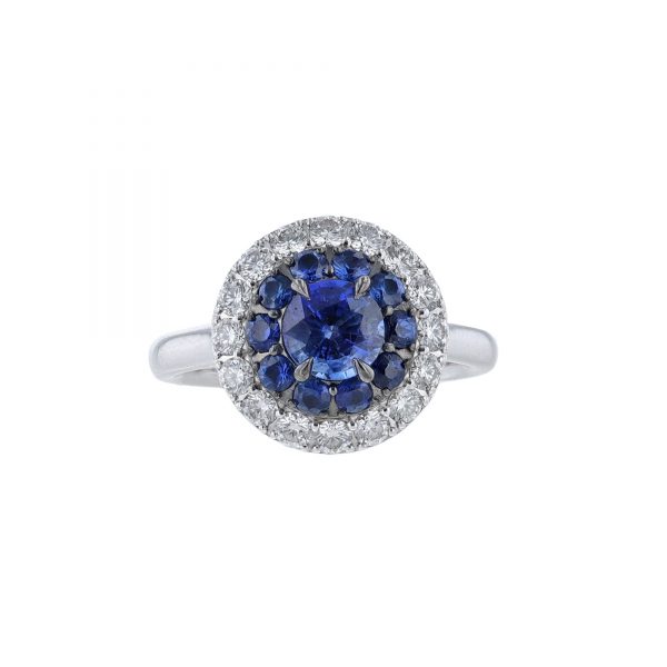 Nazarelle Sapphire Halo Diamond Engagement Ring