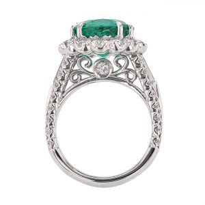 14K White Gold Beryl Emerald Ring
