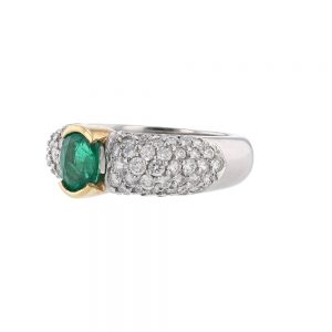 Gold Platinum Emerald Diamond Ring