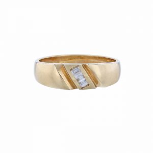 14K Yellow Gold Five Baguette Diamond Ring