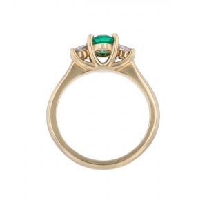 14K Yellow Gold Oval Emerald Diamond Ring