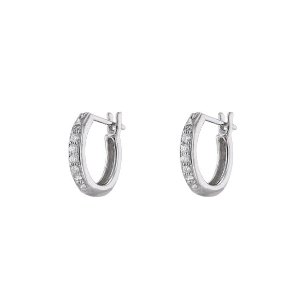 18K White Gold Diamond Mini Hoop Earrings