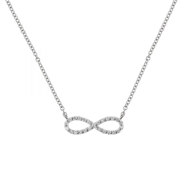 14K White Gold Infinity Diamond Necklace