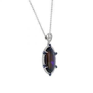 Opal Sapphire Diamond Accent Necklace