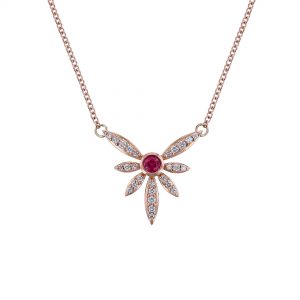 Dragonfly Ruby Diamond Necklace, Rose Gold