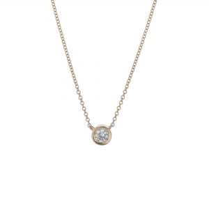 14K Yellow Gold Single Bezel Diamond Necklace