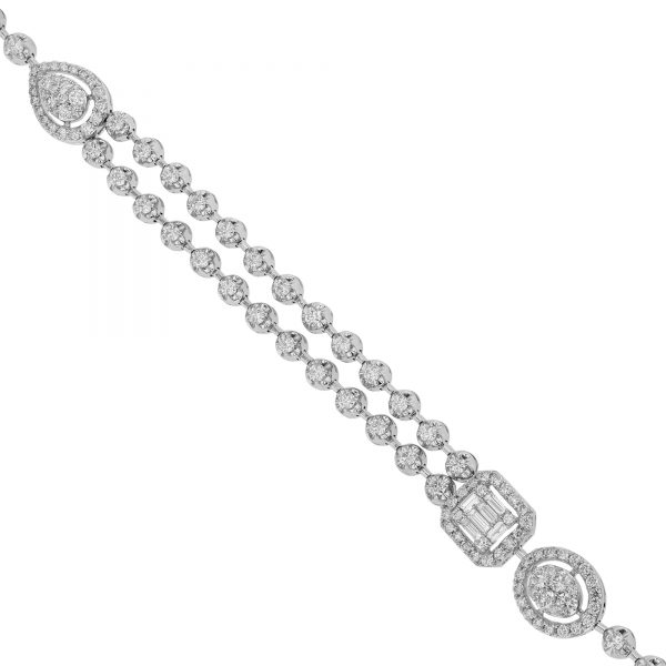 18K White Gold Diamond Long Necklace, 9.32ct.