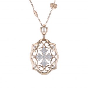 Gold Diamond Cross Pendant Necklace