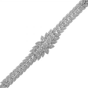 Pointed Floral Diamond Statement Bracelet