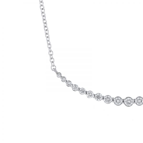 Diamond Curved Bar Pendant Necklace, 0.84ct