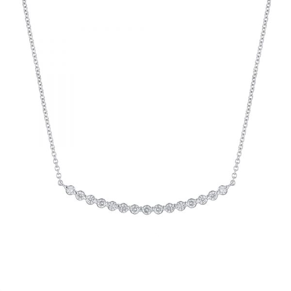 Diamond Curved Bar Pendant Necklace, 1.29ct