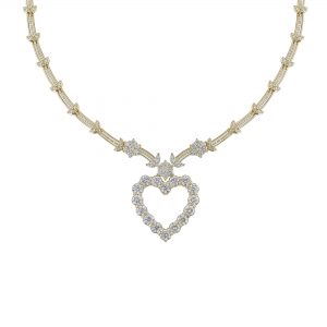 18K Yellow Gold Diamond Heart Necklace