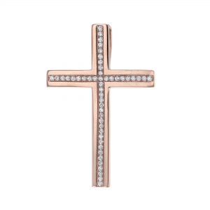 Rose Gold Diamond Cross Pendant, 0.55ct.