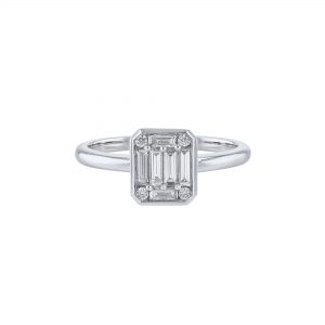 Round Baguette Bezel Diamond Promise Ring