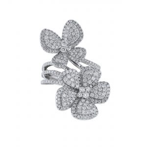 Butterfly and Flower Diamond Cocktail Ring, 1.85ct.