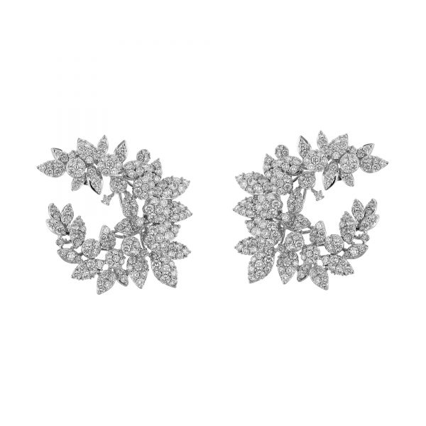 Front Ivy Diamond Cluster Earrings, 6.02ct.