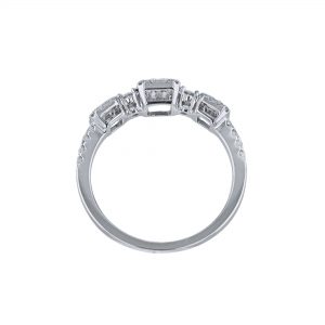 Triple Cushion Halo Baguette Diamond Ring