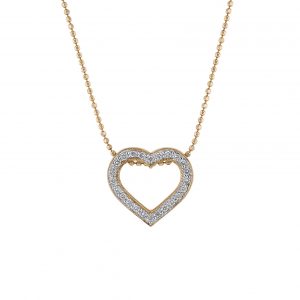 Round Diamond Milgrain Heart Necklace, 0.17ct.