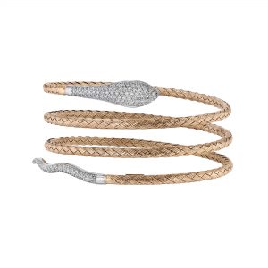 Two Tone Snake Wrap Pave' Diamond Bracelet