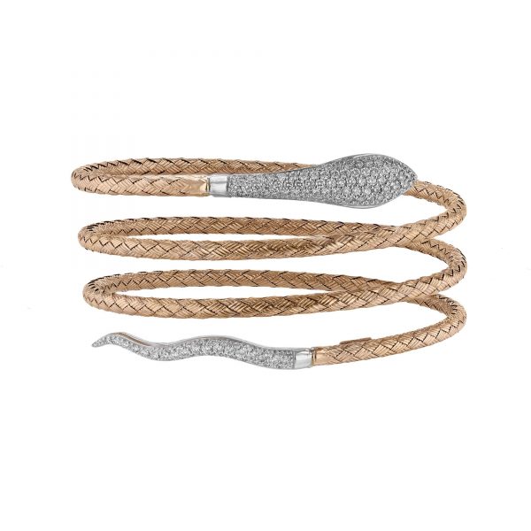 Two Tone Snake Wrap Pave' Diamond Bracelet