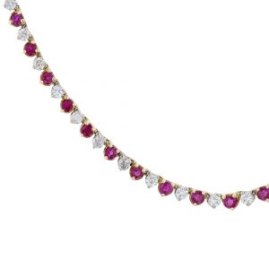 Alternating Ruby Diamond Collar Necklace