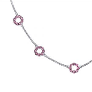 Pink Tourmaline Round Link Diamond Necklace