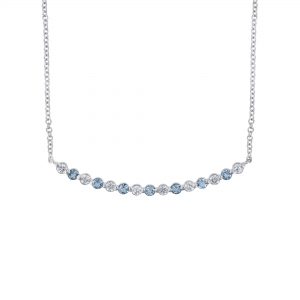 Aquamarine Diamond Bar Pendant Necklace