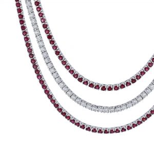 Ruby Diamond Triple Strand Necklace