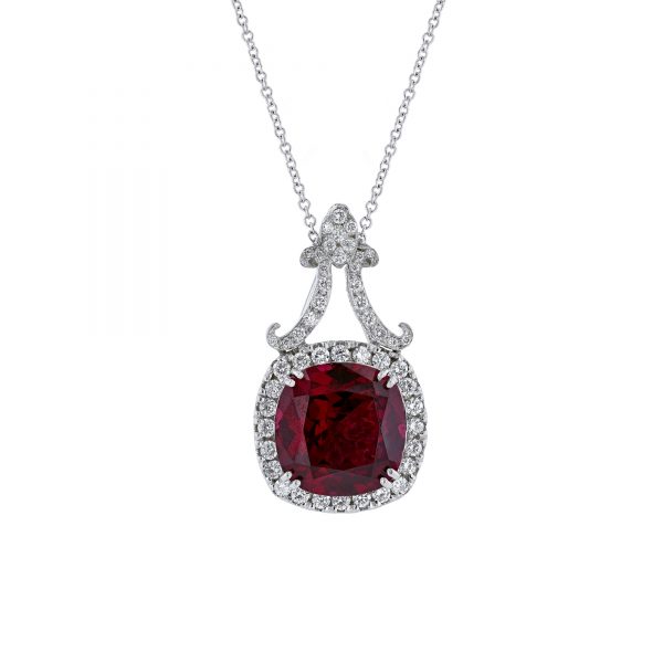Garnet Diamond Pendant Necklace