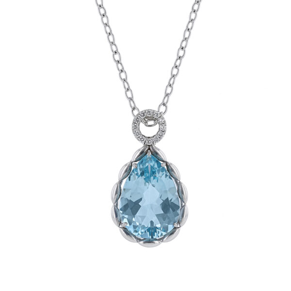 Aquamarine Diamond Bail Pendant Necklace