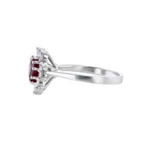GIA Certified Burma Ruby Diamond Halo Heart Ring