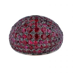 14K Rose Gold Ruby Dome Ring, 6.32ct