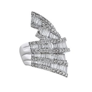 Wrap Round Baguette Diamond Bypass Ring