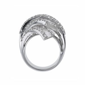 Wrap Round Baguette Diamond Bypass Ring