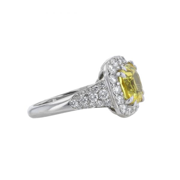 Cushion Yellow Sapphire Diamond Ring