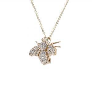 Diamond Bee Pendant Necklace, 1.32ct.