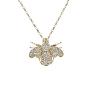 Diamond Bee Pendant Necklace, 1.32ct.
