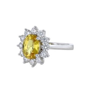Yellow Sapphire Diamond Halo Ring