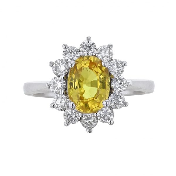 Yellow Sapphire Diamond Halo Ring