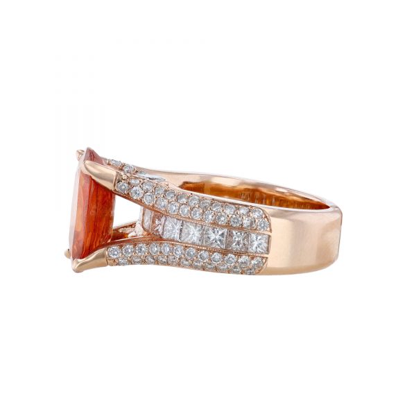 Oval Orange Sapphire Multi Row Diamond Ring
