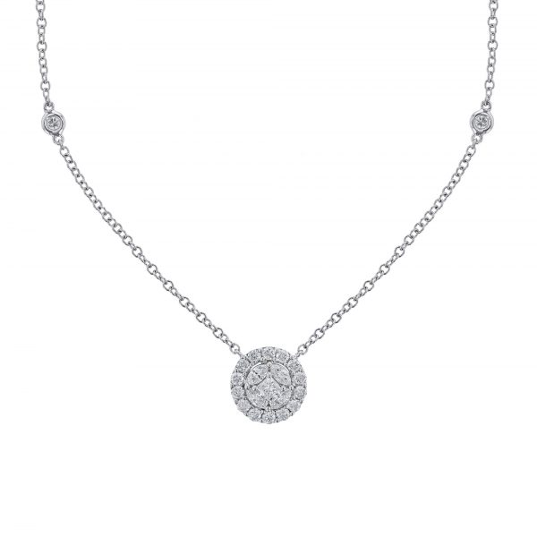 Multi Diamond Shape Round Pendant Necklace