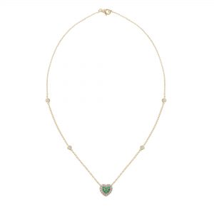 Emerald & Diamond Heart Station Necklace