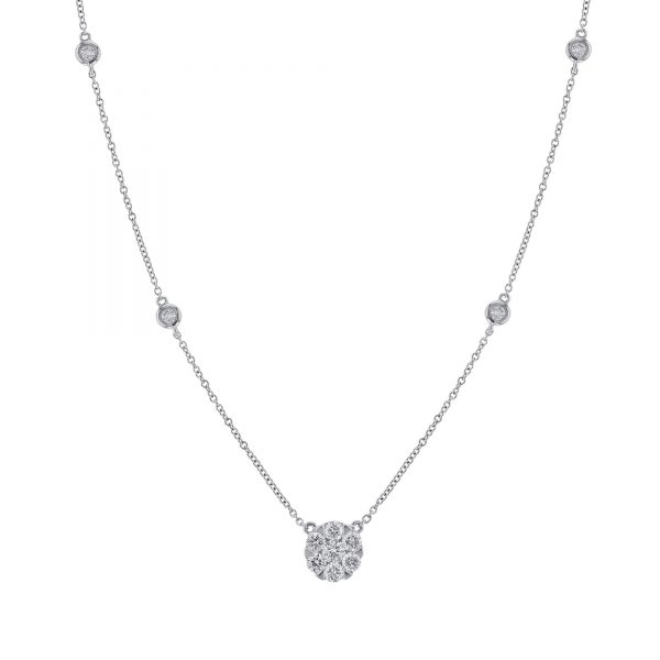 Multi Diamond Round Pendant Necklace, 0.73ct.