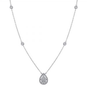 Diamond Floating Halo Pear Shape Necklace