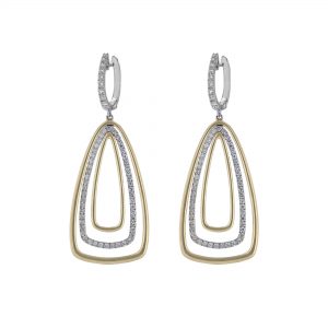 Multi Triangular Drop Hoop Diamond Earrings