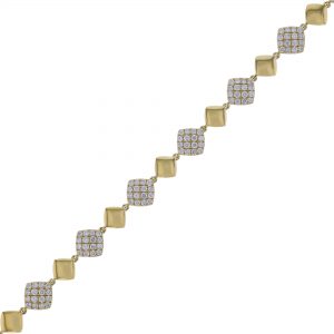 Squared Diamond and Gold Link Bracelet