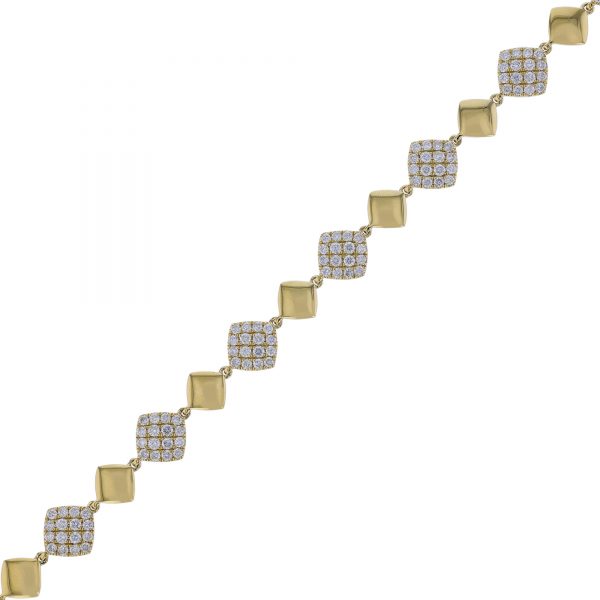 Squared Diamond and Gold Link Bracelet