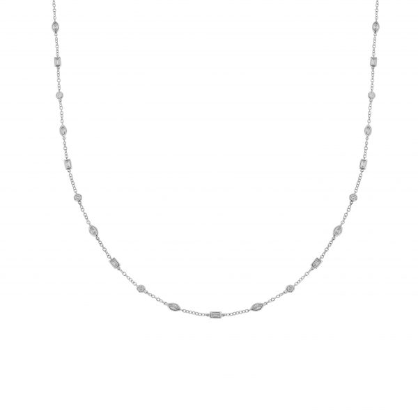 Multi Shape Diamond Station Long Necklace