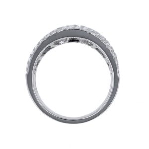 Concave Round Baguette Diamond Cluster Ring